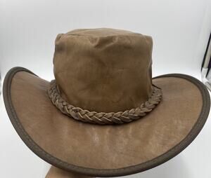 Barmah Squashy Hat Crushable Brown Leather Men's XL Made in Australia
